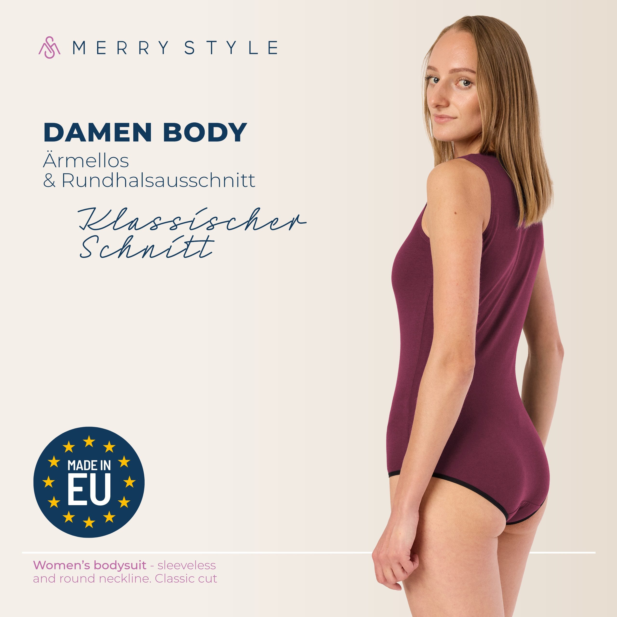 Merry Style Body Damen Body Ärmellos BD901