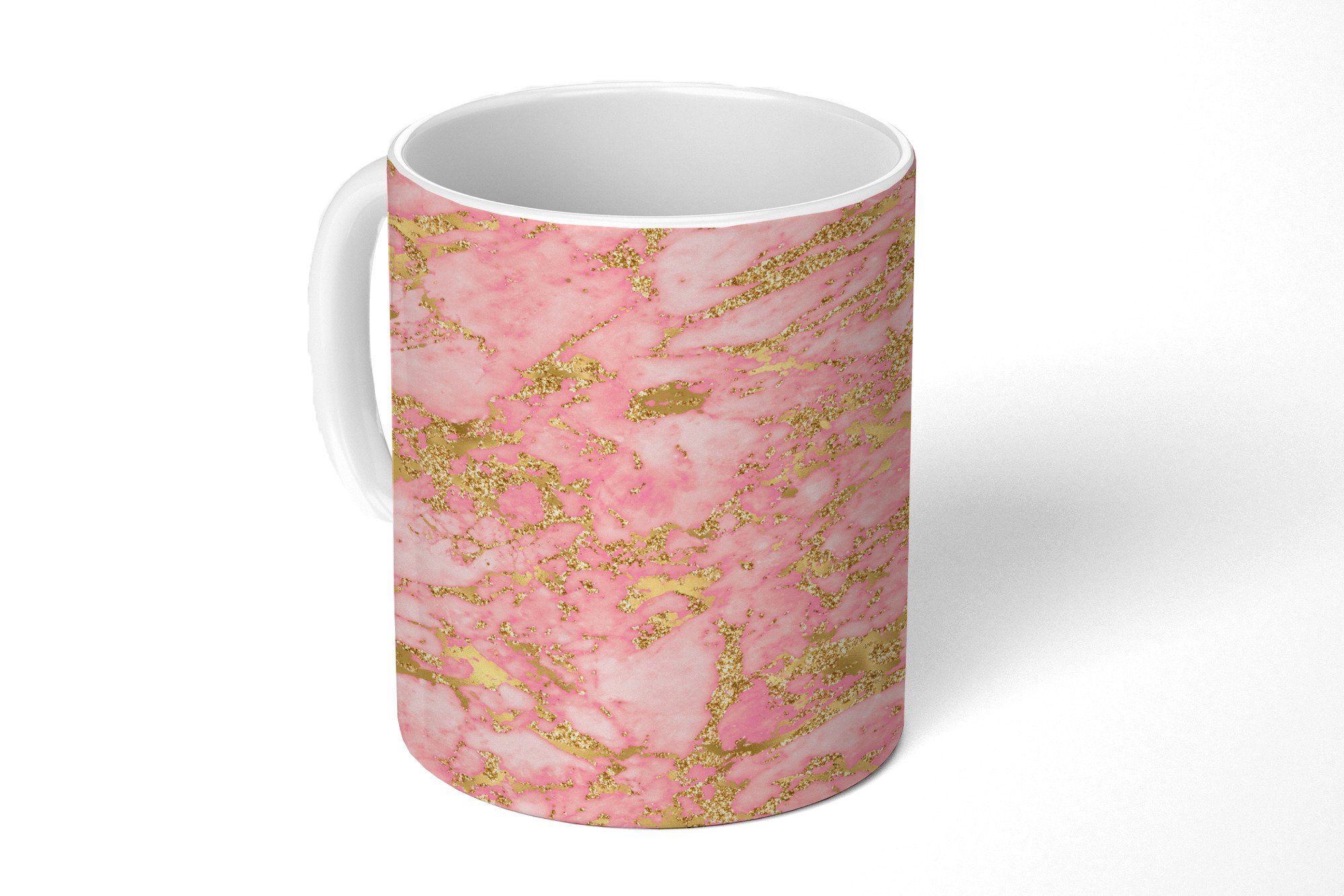 MuchoWow Tasse Glitter - Marmor - Gold - Muster, Keramik, Kaffeetassen, Teetasse, Becher, Teetasse, Geschenk