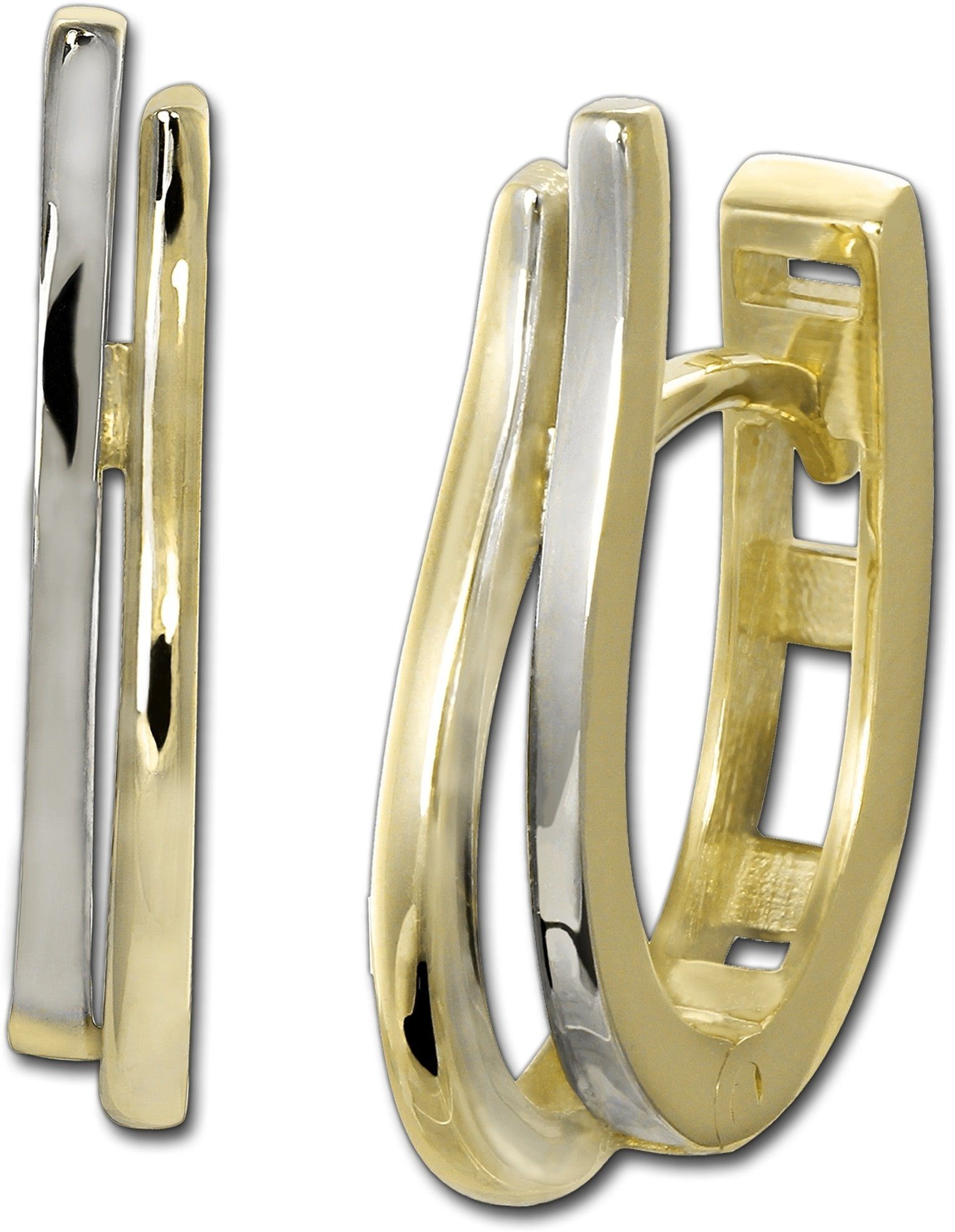 Paar Creolen GoldDream Creole Wellen zweifarbig 8K