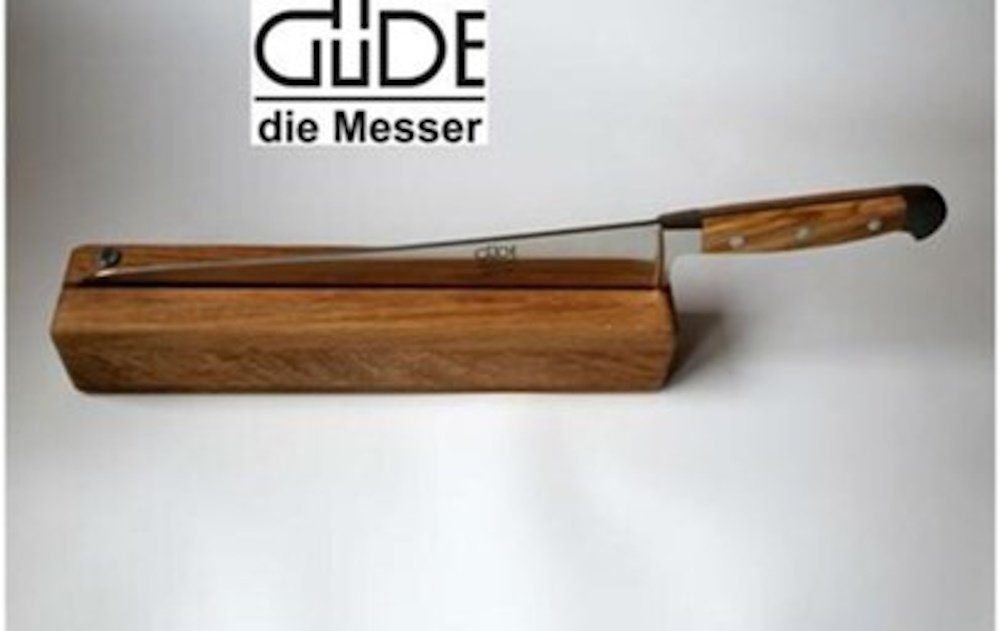 Güde Messer Solingen Brotmesser Güde Brotmesser Messer 32 cm Griff Olive mit Messerhalter aus Eiche