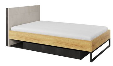 Feldmann-Wohnen Einzelbett Teen Flex (Teen Flex, 1-tlg., Bett), 120x200cm Hickory Natur Raw Steel betonfarben