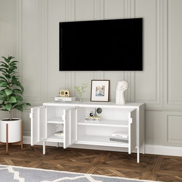 en.casa TV-Schrank Fernsehschrank »Castelli« 114x40x60 cm Weiß Stahl