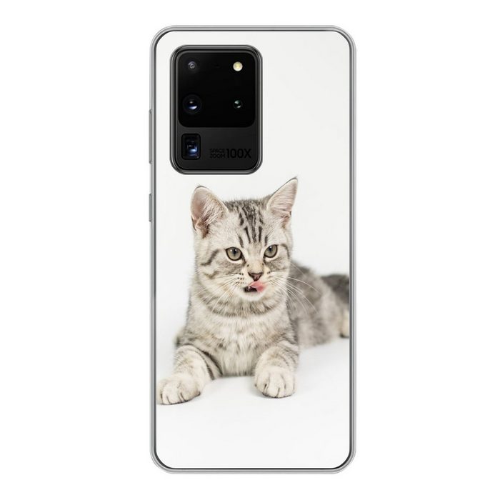 MuchoWow Handyhülle Kitten - Weiß - Sohle - Mädchen - Kinder - Jungen - Kind Phone Case Handyhülle Samsung Galaxy S20 Ultra Silikon Schutzhülle