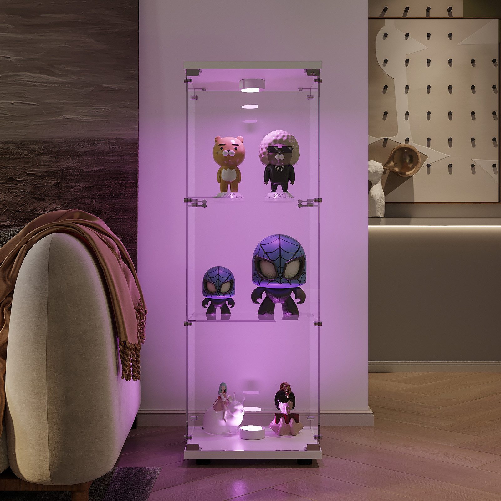 FUROKOY Glasvitrine Vitrinenschrank mit Glastüren Beleuchtung günstig online kaufen