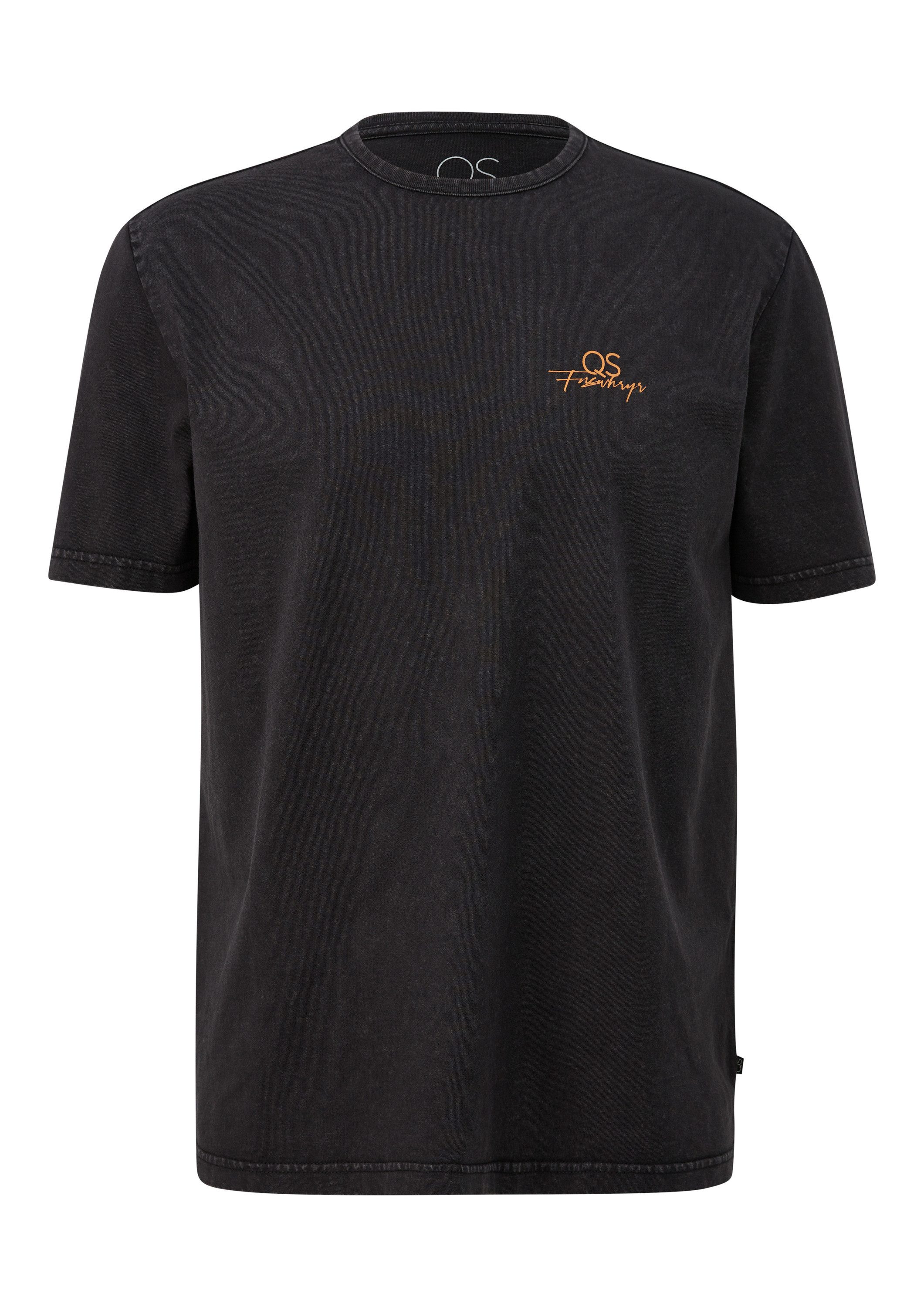 QS Kurzarmshirt T-Shirt Gewaschenes T-Shirt mit Front- und Rückenprint günstig online kaufen
