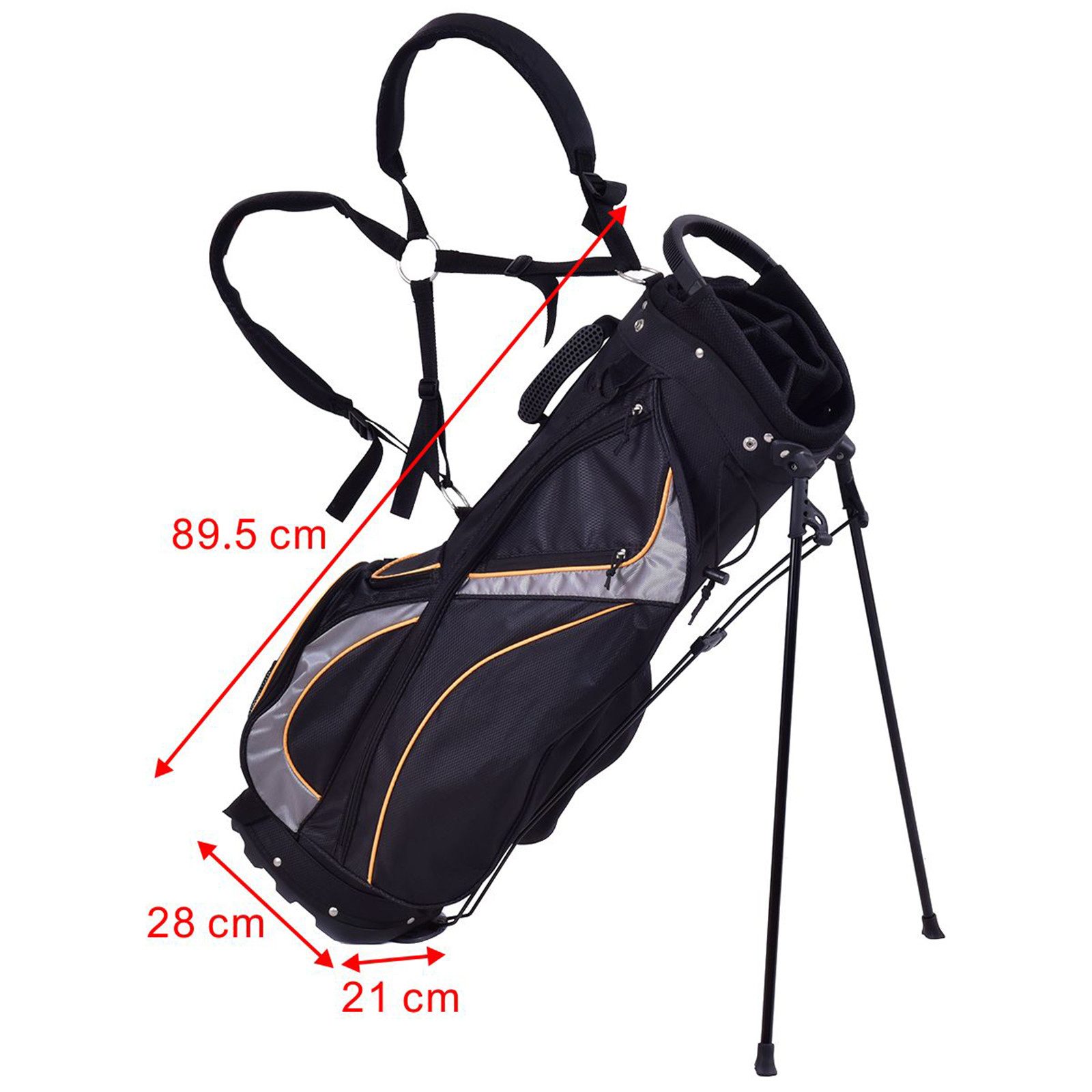COSTWAY Golftrolley + Golfbag Golfbag, für Max. 7 Schläger, Nylon schwarz