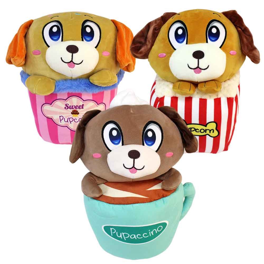 PMS Kuscheltier 3er Set Kuscheltier Hunde in niedlichen Bechern - ca. 33 cm (3-St)