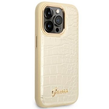 Guess Handyhülle Guess Apple iPhone 14 Pro Hardcase Schutzhülle Croco Collection Gold