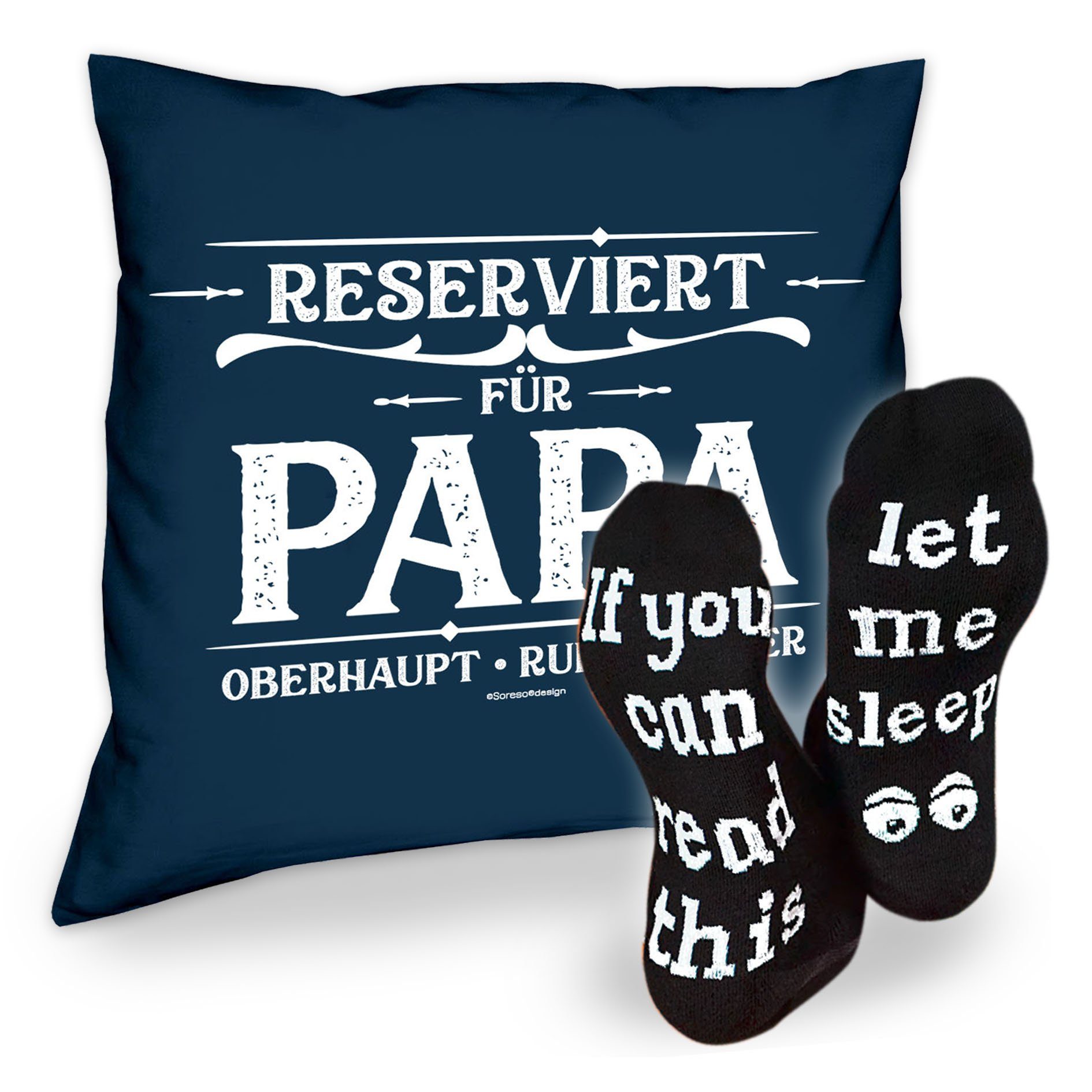 navy-blau für Sleep, Dekokissen Soreso® Papa & Geburtstagsgeschenk Geschenk Reserviert Sprüche Socken Kissen