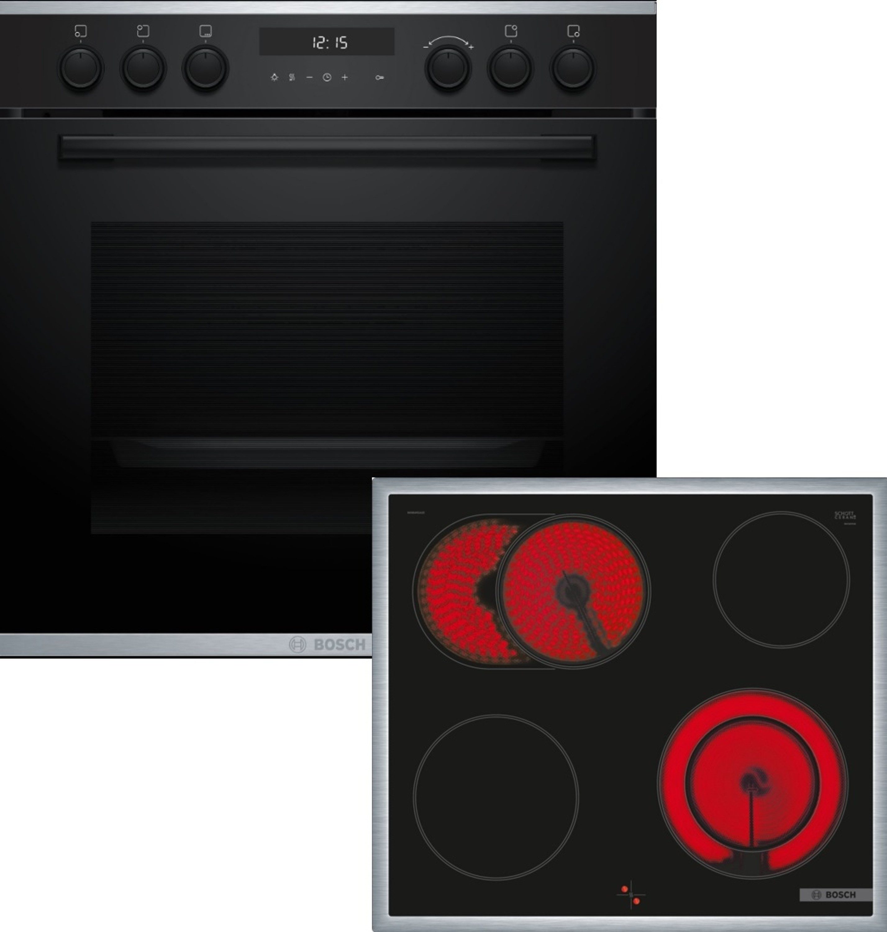 BOSCH Backofen-Set Serie 6 HEG278BB3, mit Auszug nachrüstbar, schließt sanft und leise, Air Fry