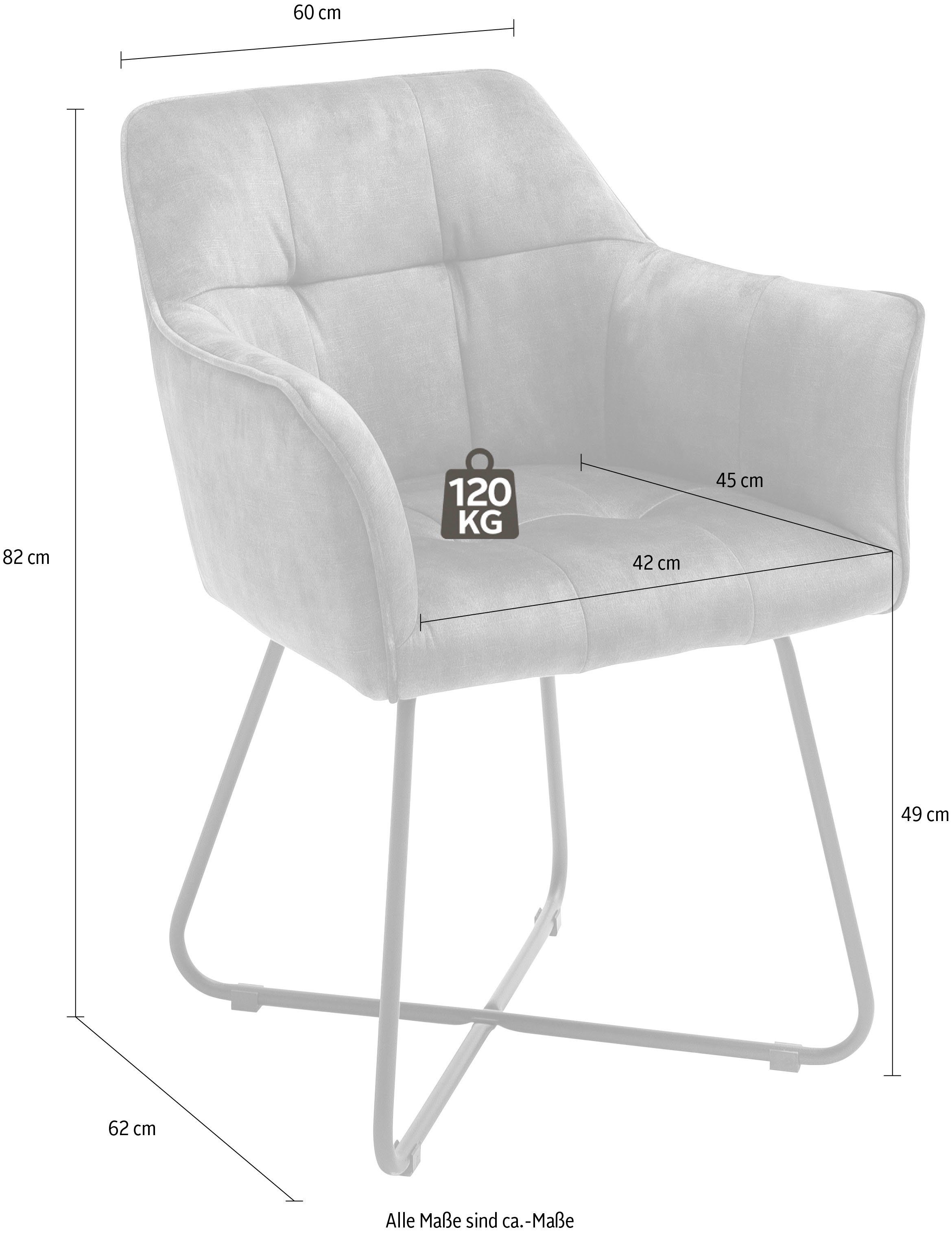 (Set, Rostbraun Kg 2 | Rostbraun Keder, 120 mit MCA furniture Panama Vintage Stuhl Esszimmerstuhl St), belastbar bis Veloursoptik