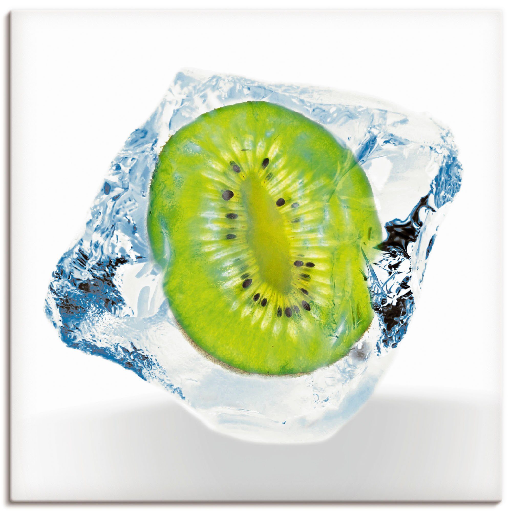 Kiwi in Lebensmittel St), als Eiswürfel, im Alubild, versch. Größen Wandaufkleber oder (1 Leinwandbild, Poster Wandbild Artland