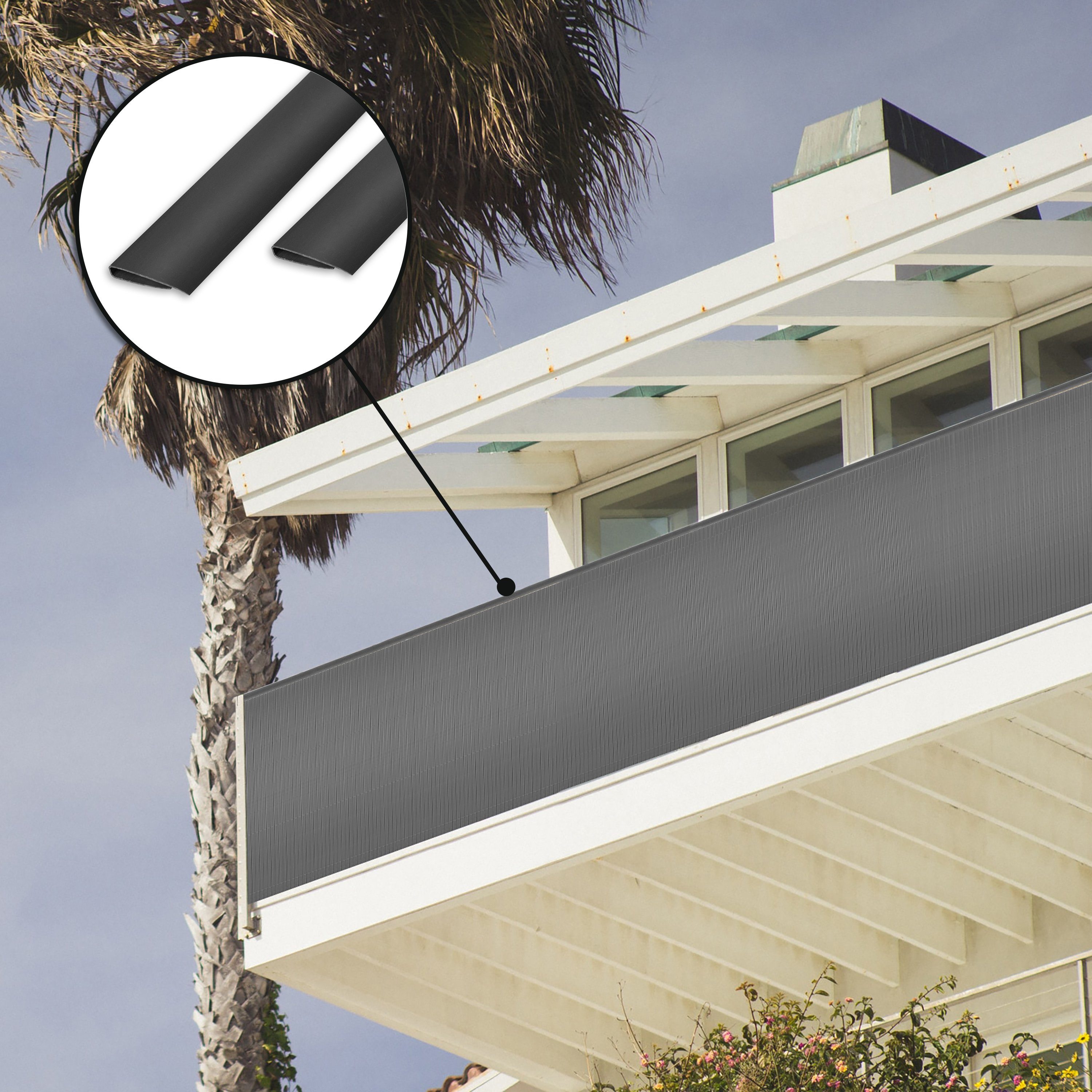 Ribelli Balkonsichtschutz PVC Abschlussleiste 100 cm (1 x 100 cm)