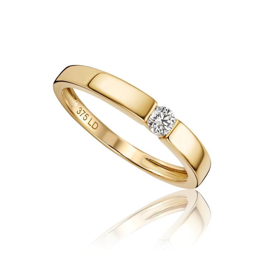 Miore Verlobungsring für Damen 9K (375) Gelbgold mit Solitär Diamant 0,05 oder 0,10 ct, in Spannfassung - Echtgold