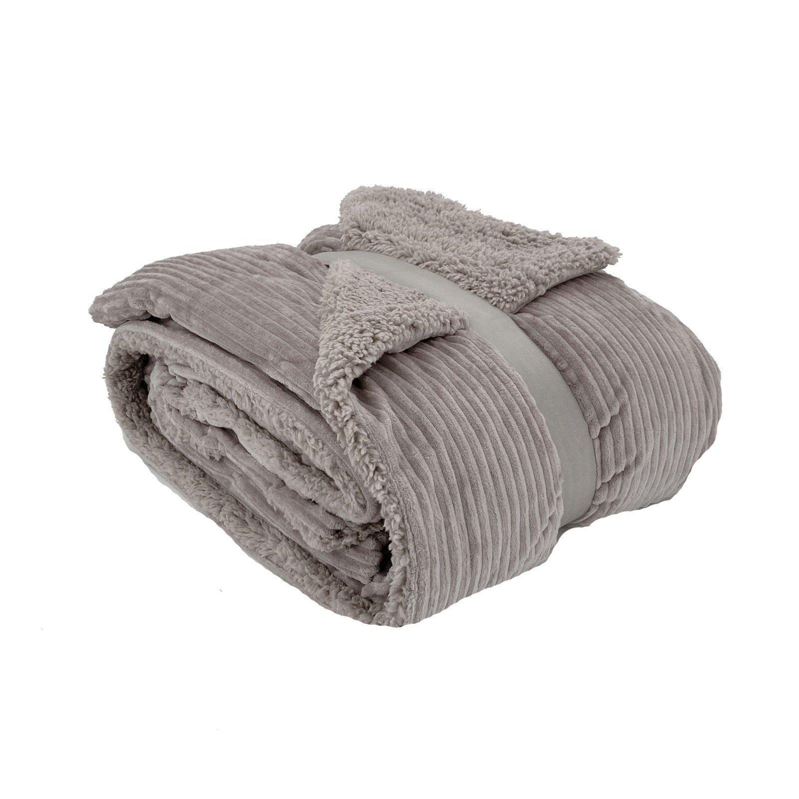 Wohndecke Flauschige Cord Kuscheldecke Sherpa Fell Sofadecke, heimtexland, 150x200 I extra dick I warm I kuschelig weich I fusselfrei Taupe | Babydecken