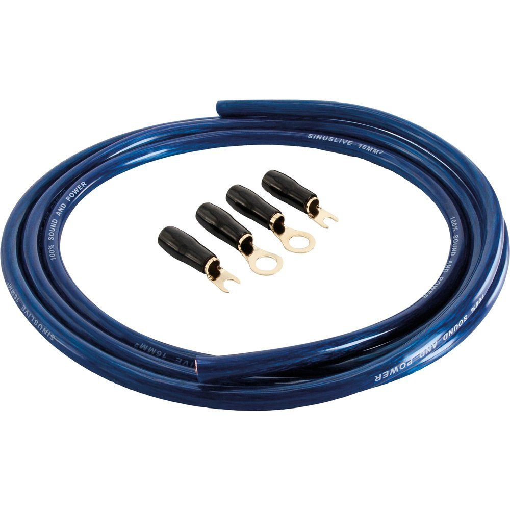 SinusLive Kabelverbinder-Sortiment Sinuslive Car HiFi Stromkabel-Set 16 mm² vergoldet