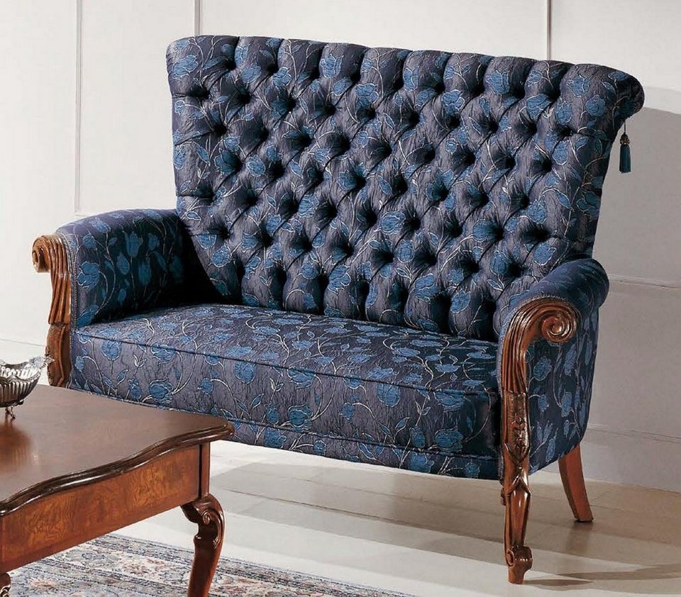 Möbel, Blaue JVmoebel Italienischer Designer in Stil Made Chesterfield Europe Sitzer Sofa 2 Bank