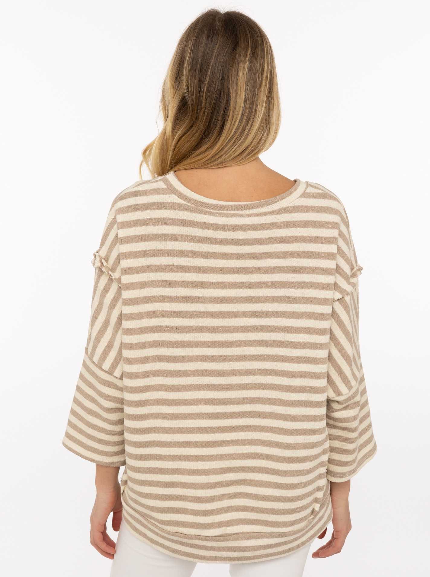 Zwillingsherz Streifenpullover "More Amor Por Favor " gestreift, Rundhals, große Aufschrift