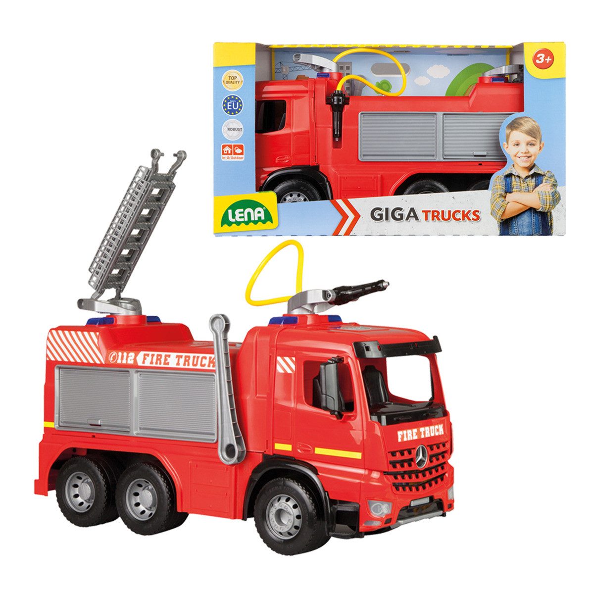 Joustra Spielzeug-Feuerwehr LENA GIGA Trucks Feuerwehr Leiterwagen rot 66cm