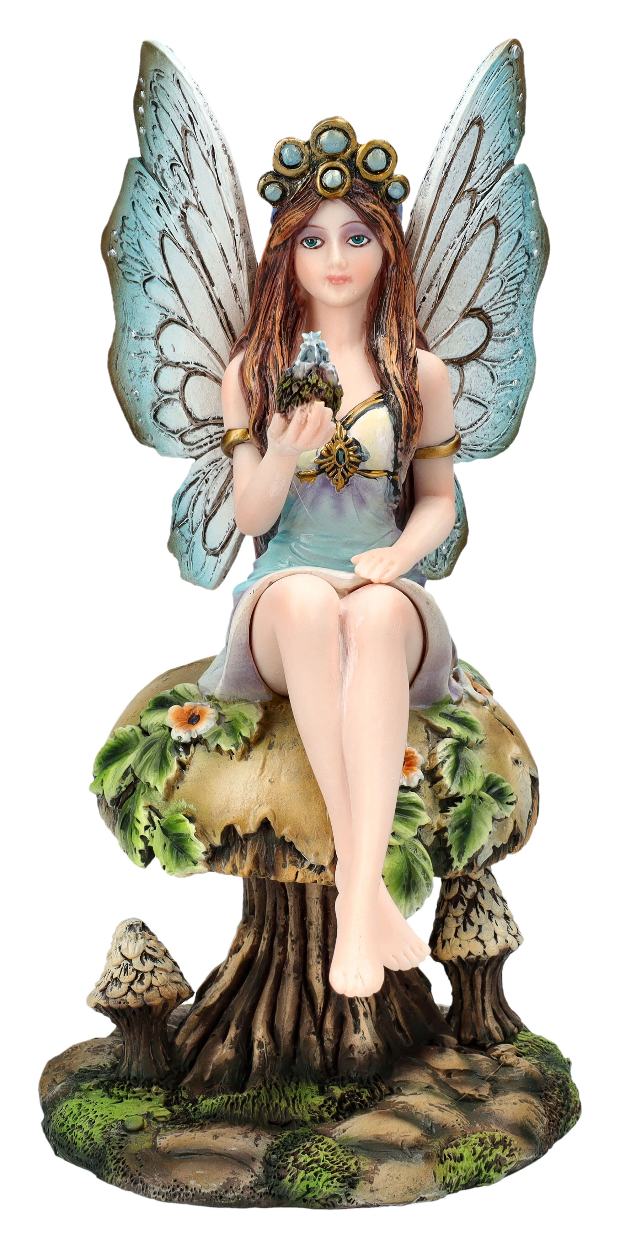 Figuren Shop GmbH Fantasy-Figur Elfen Figur – Prinzessin mit Drachenbaby Statue Fantasy Deko 20,5 cm