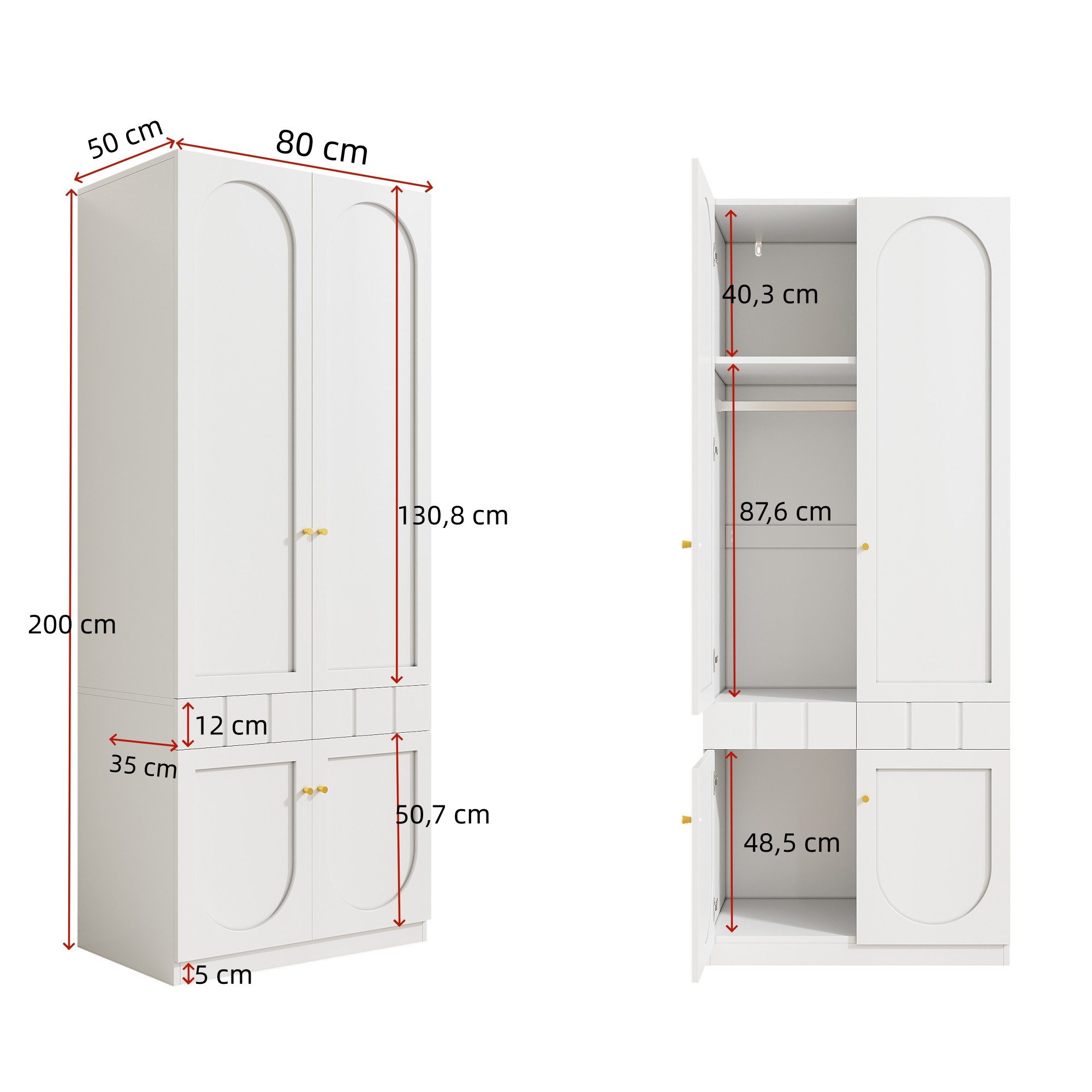 Flieks Kleiderschrank (2-St) 2 Set * Kleiderschrank mit Kleiderstange und Schubladen 80×50×200cm – Bild 4 von 5