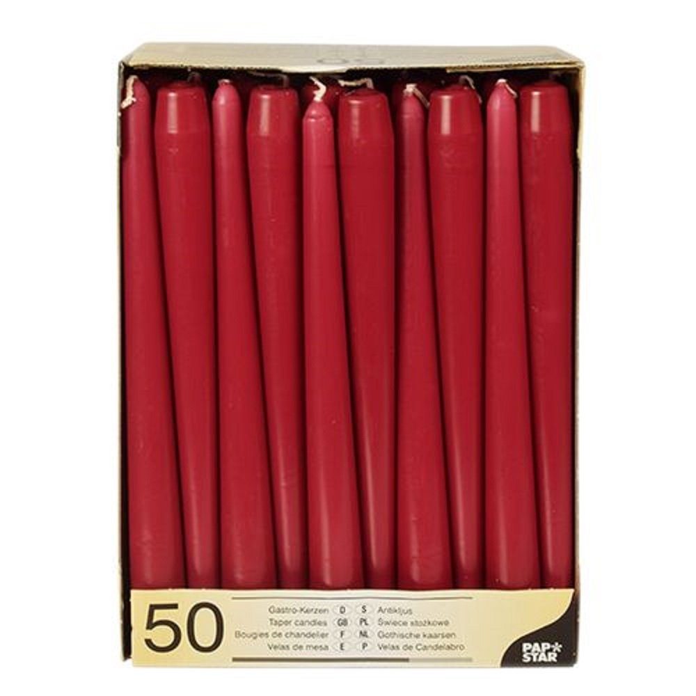 PAPSTAR GmbH Tafelkerze 50 Leuchterkerzen Tafelkerzen Ø22mm L25cm bordeaux