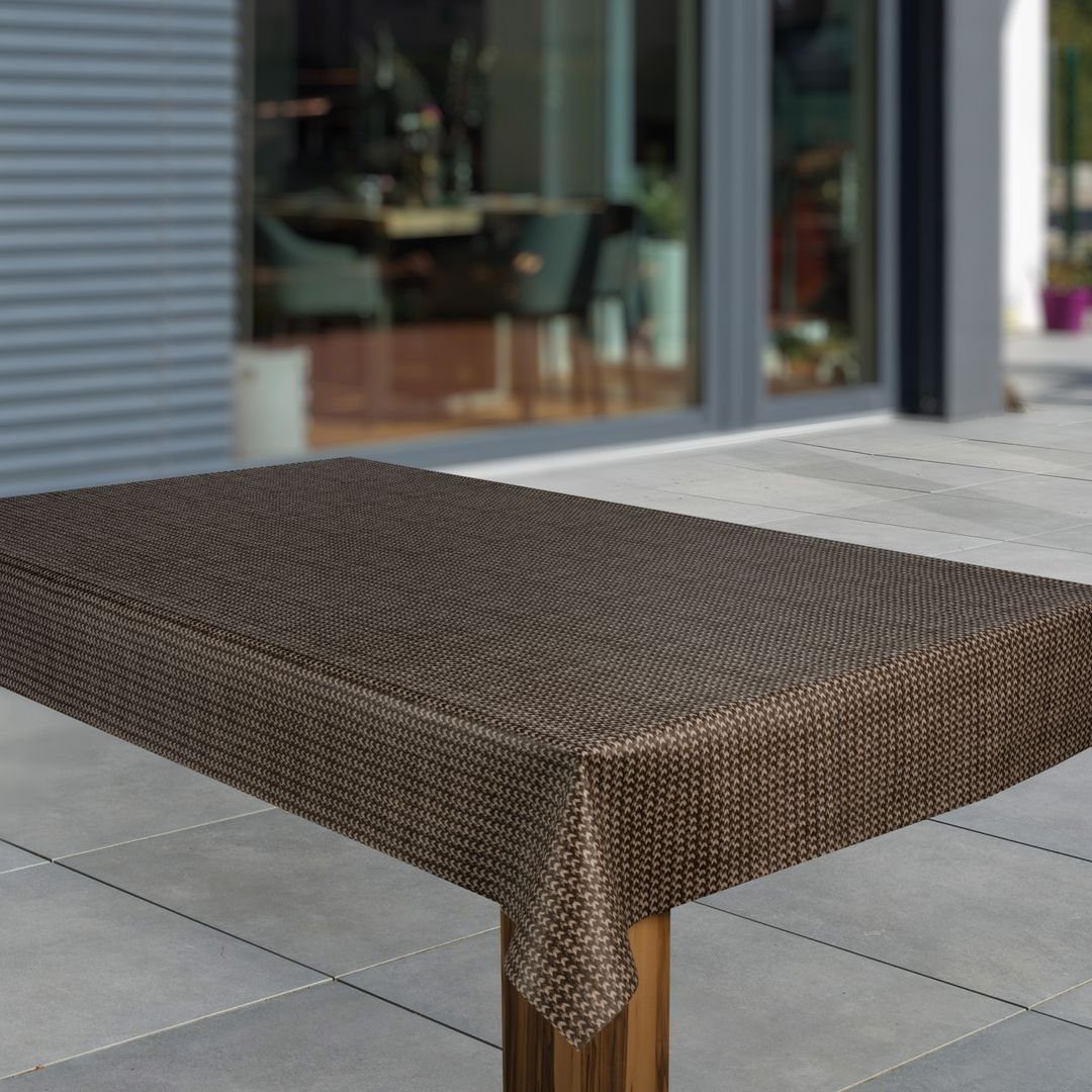 laro Tischdecke Wachstuch-Tischdecken Abwaschbar Raster Braun Beige rechtec günstig online kaufen