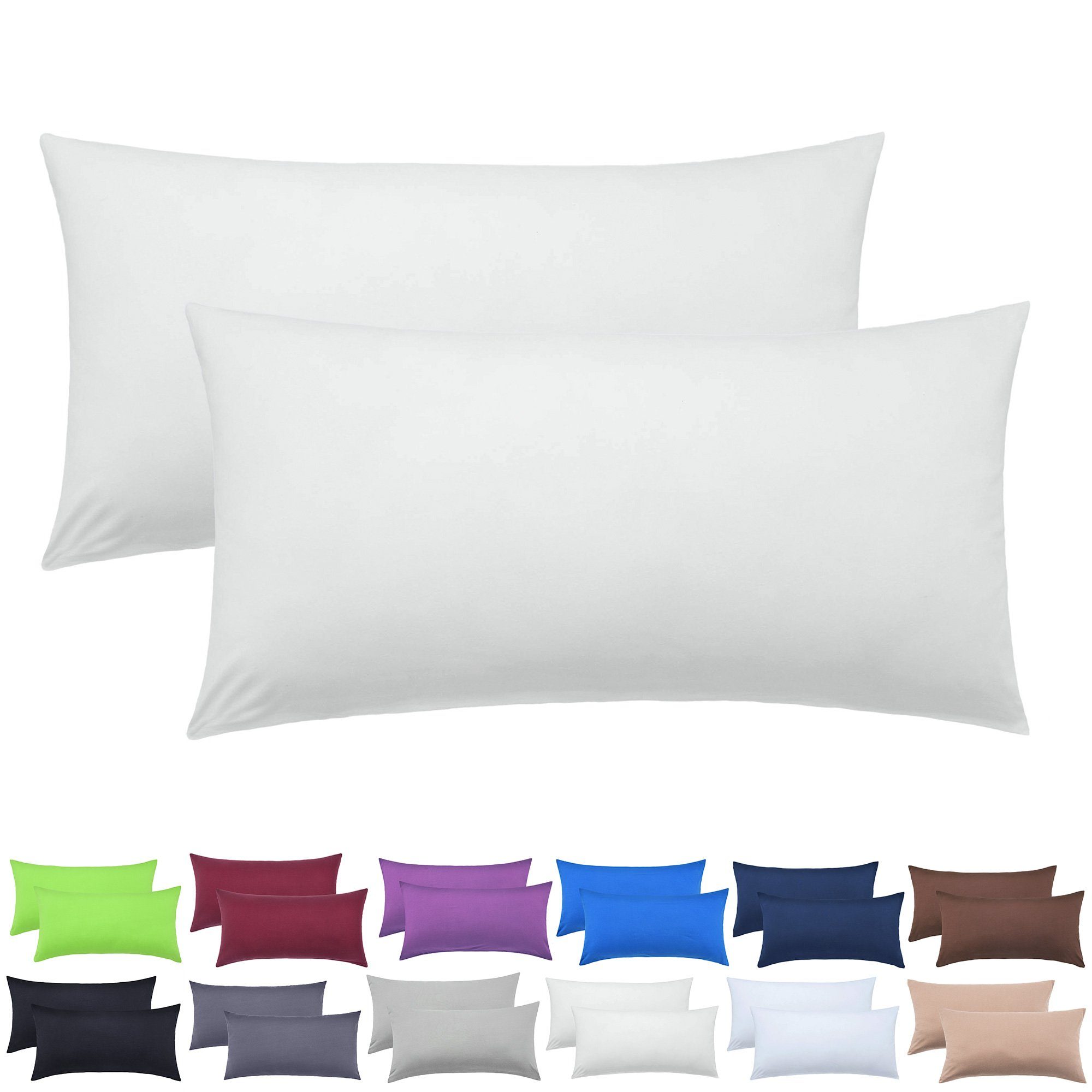 NatureMark Kissenbezüge 2er Pack Jersey Kissenbezug Kissenhülle, (2 Stück), Kissenhülle in vielen Größen und Farben (40 x 60 cm, Naturweiß)