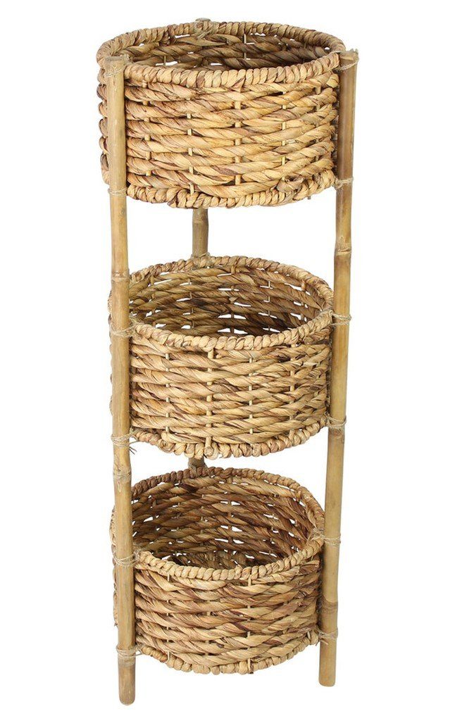 Dekoleidenschaft Standregal aus Bambus mit 3 Körben aus Wasserhyazinzthe, K günstig online kaufen