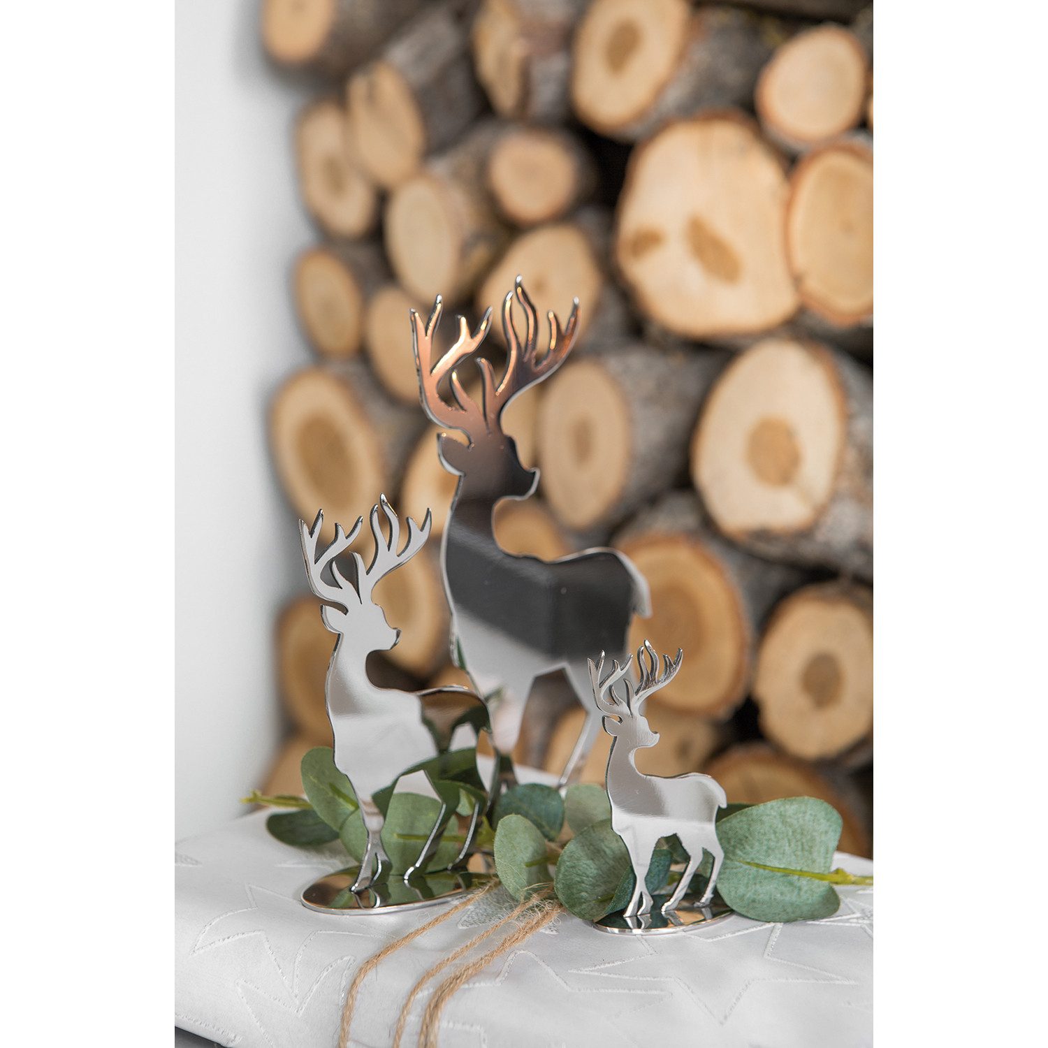 Fink Dekofigur JASPER Hirschfigur - Edelstahl in silber - H. 15cm - Dekofig günstig online kaufen