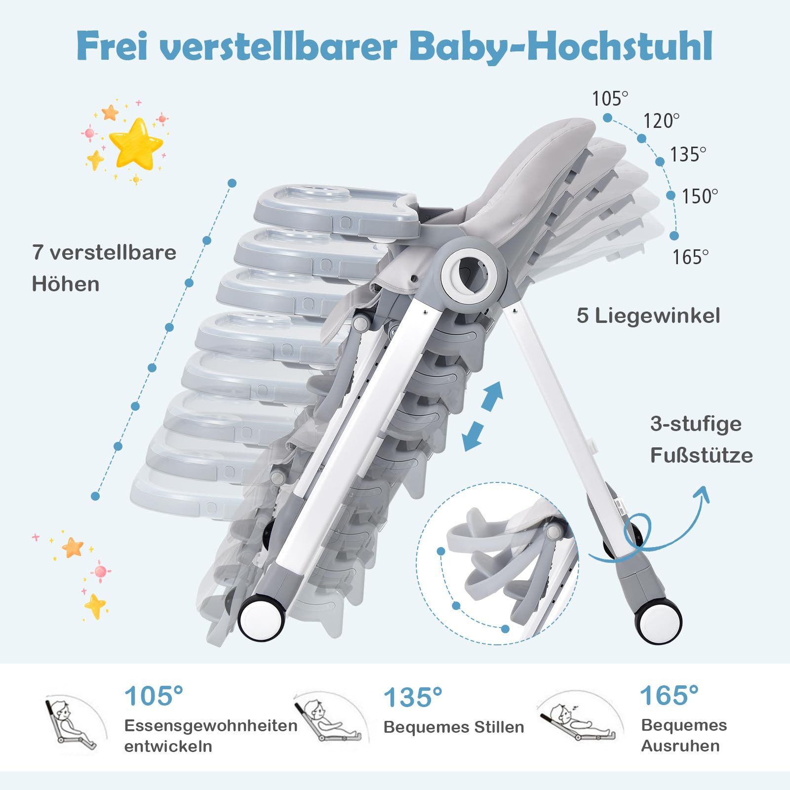 COSTWAY Hochstuhl (1 St), klappbar, höhenverstellbar, günstig online kaufen