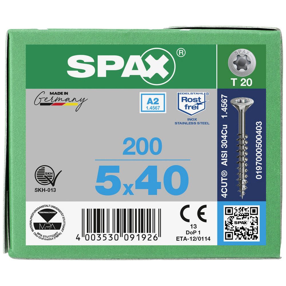Thumbnail - SPAX Schraube SPAX 0197000500403 Holzschraube 5 mm 40 mm T-STAR plus Edelstahl A