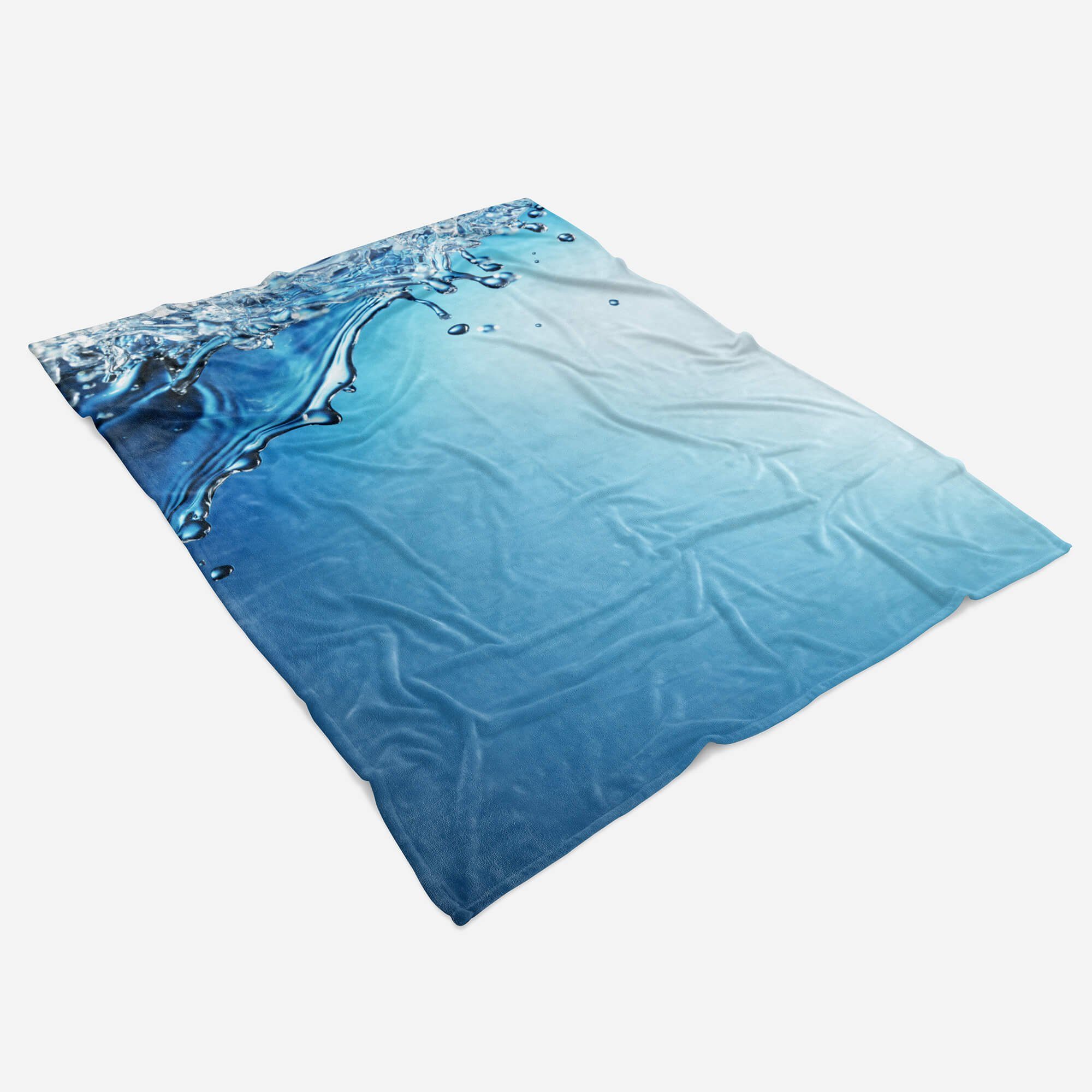Handtuch Art Strandhandtuch Wasser Fotoku, Handtuch Saunatuch Sinus mit (1-St), Fotomotiv Kuscheldecke Handtücher Blau Baumwolle-Polyester-Mix