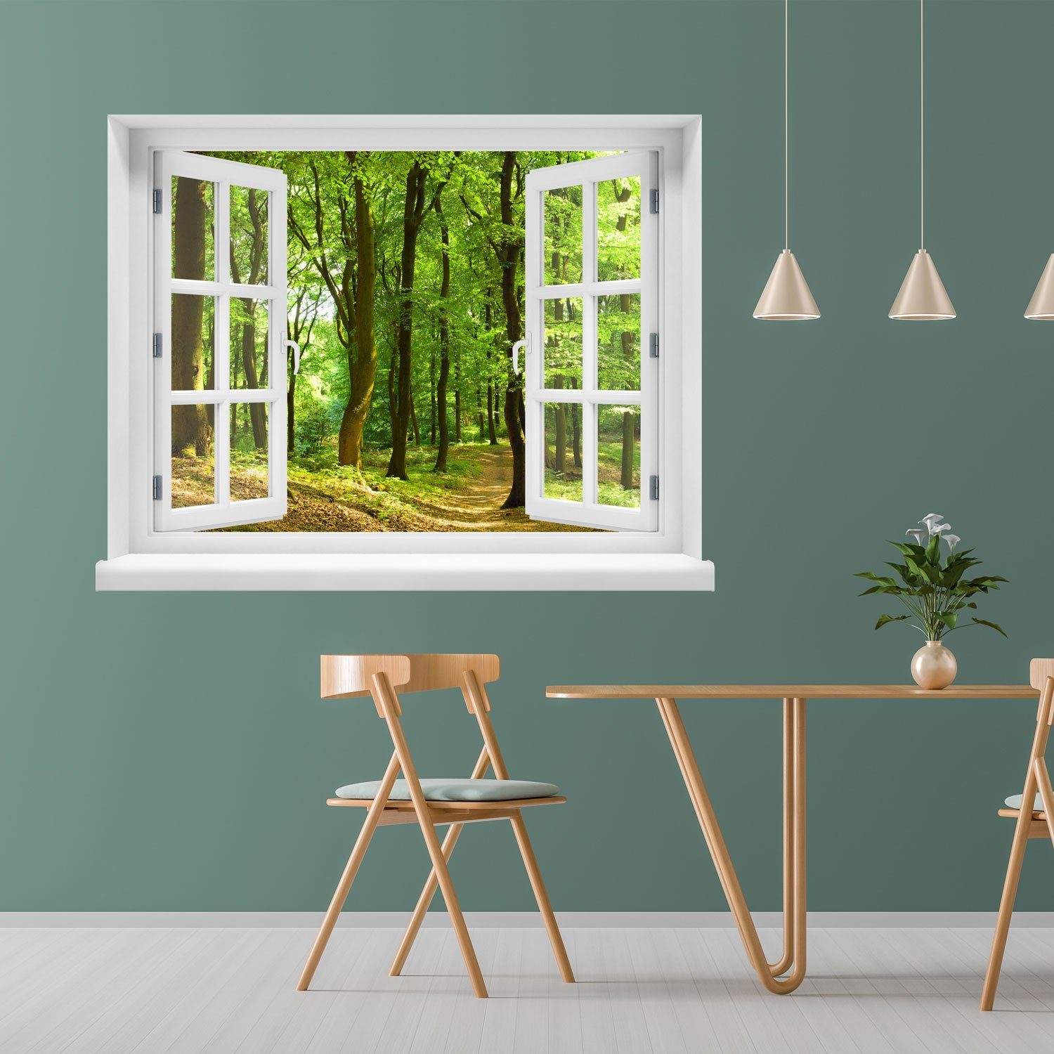 WallSpirit Wandsticker "Fensterblick mit Aussicht", Selbstklebend, rückstandslos abziehbar – Bild 3 von 5