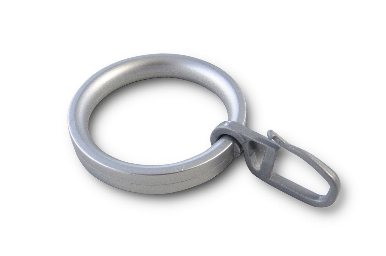 nodeko Gardinenring Vorhangringe Ø 32 x 43 mm, Kunststoff, für Gardinenstangen Ø 16 mm bis 20 mm, (Packung, mit Faltenlegehaken), mit Kerbe zum Einklipsen des Faltenhakens