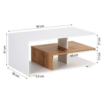 Homestyle4u Couchtisch Couchtisch Tisch Weiß Holz Eiche Beistelltisch (kein Set)