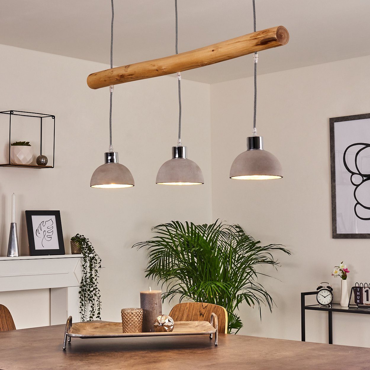 hofstein Pendelleuchte »Oliero« Hängelampe aus Holz/Beton günstig online kaufen
