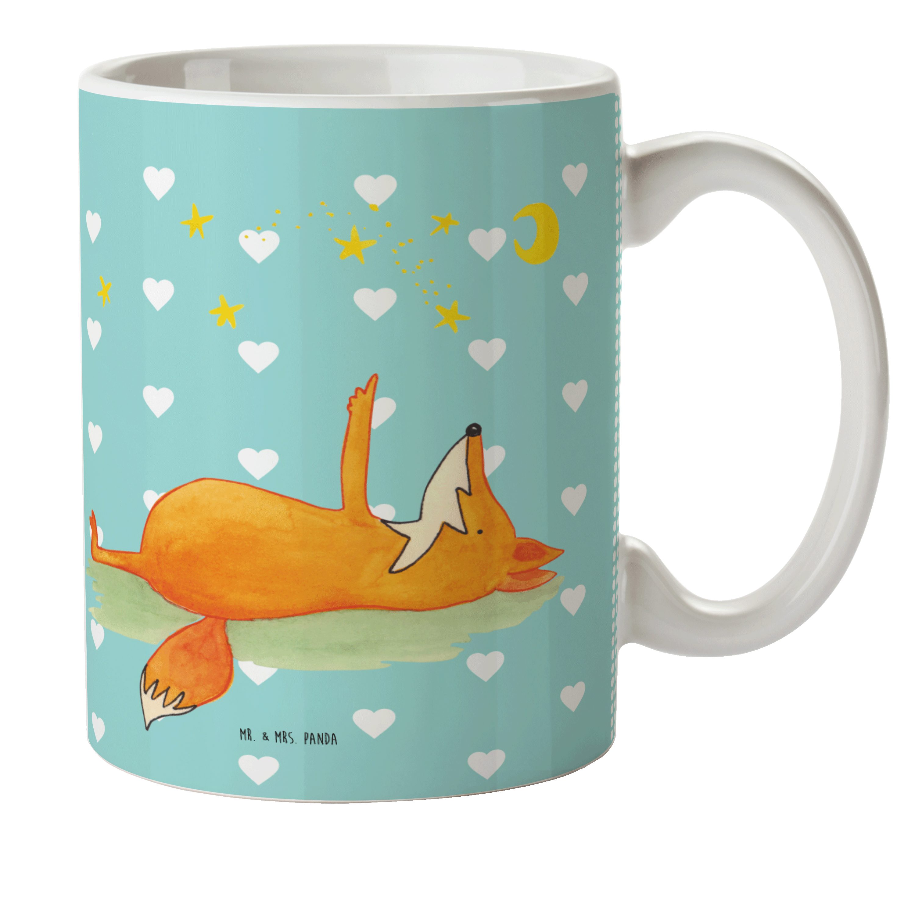 Mr. & Mrs. Panda Tasse »Fuchs Sterne - Türkis Pastell - Trinkbecher