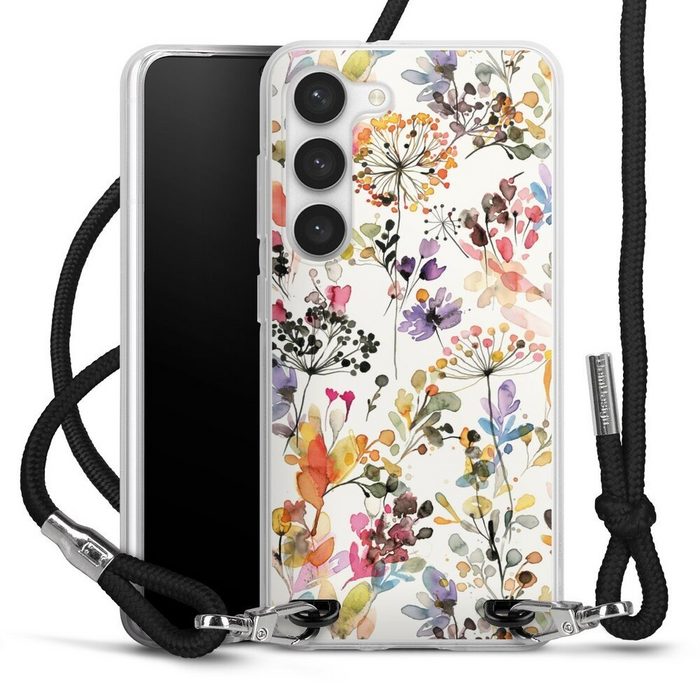 DeinDesign Handyhülle Blume Muster Pastell Wild Grasses Samsung Galaxy S23 Handykette Hülle mit Band Case zum Umhängen