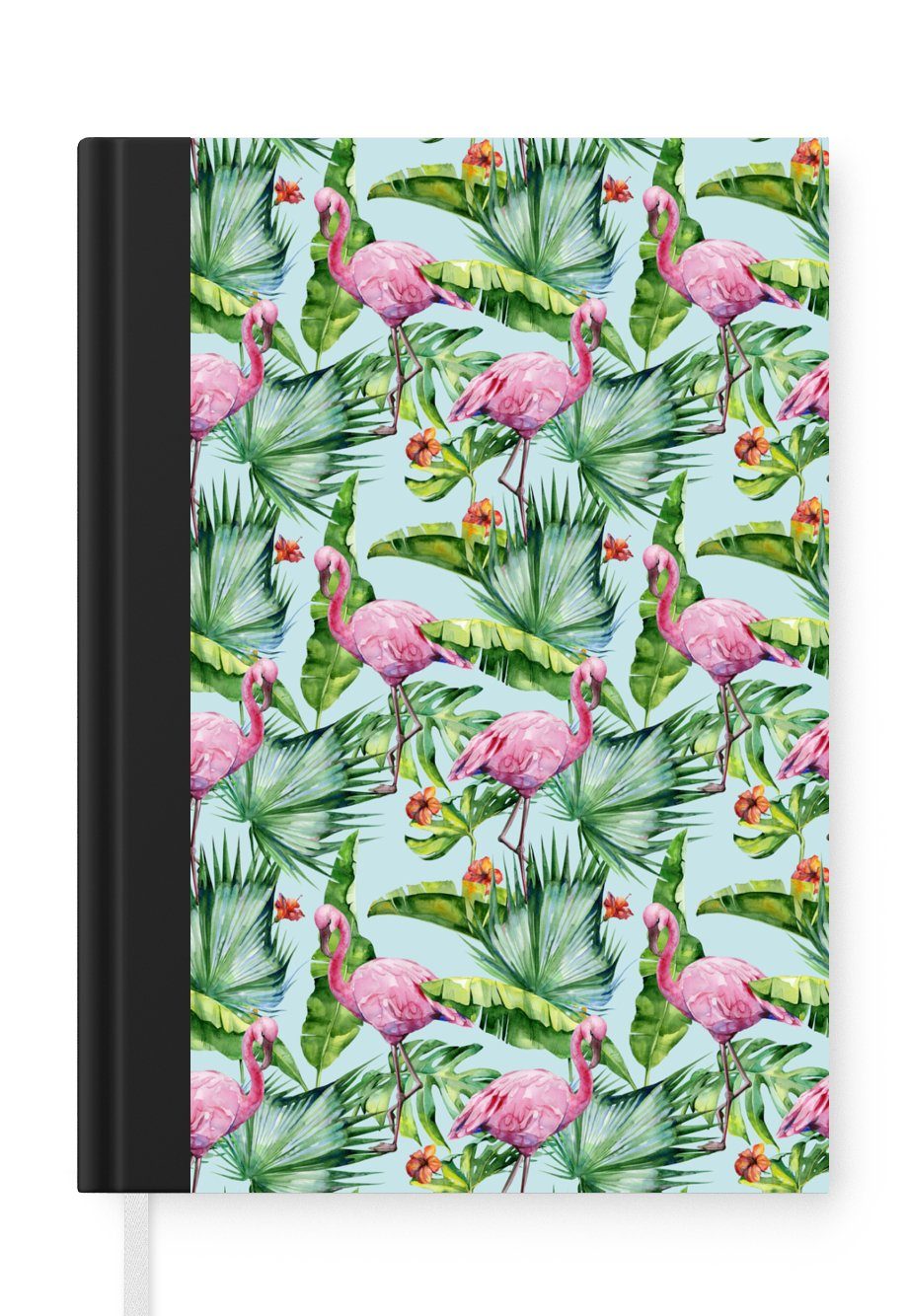 MuchoWow Notizbuch Hibiskus - Flamingo - Tropisch, Journal, Merkzettel, Tagebuch, Notizheft, A5, 98 Seiten, Haushaltsbuch | Notizbücher