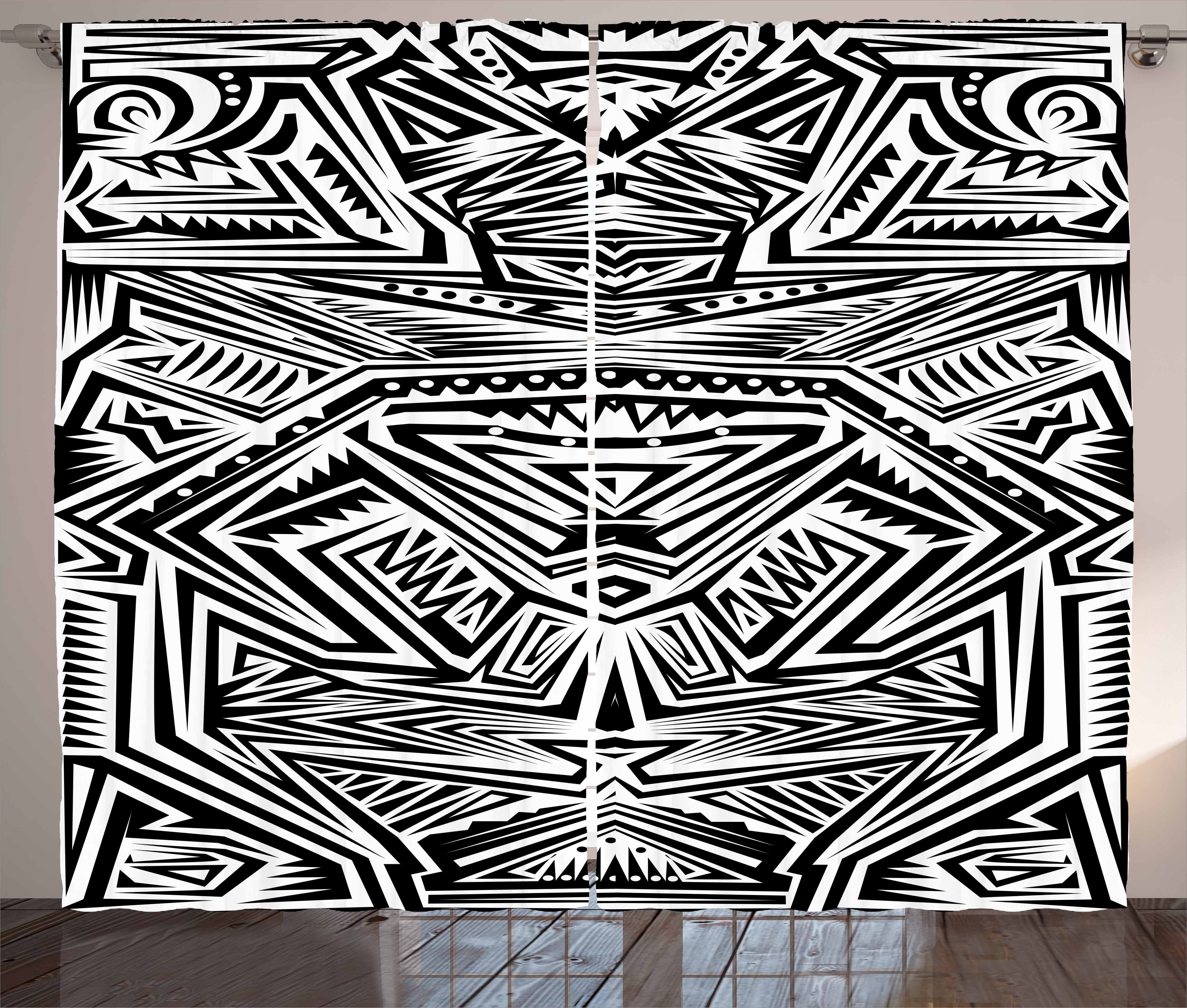 Gardine Schlafzimmer Kräuselband Vorhang Stammes Schlaufen und Abakuhaus, Geometrie abstrakte mit Haken