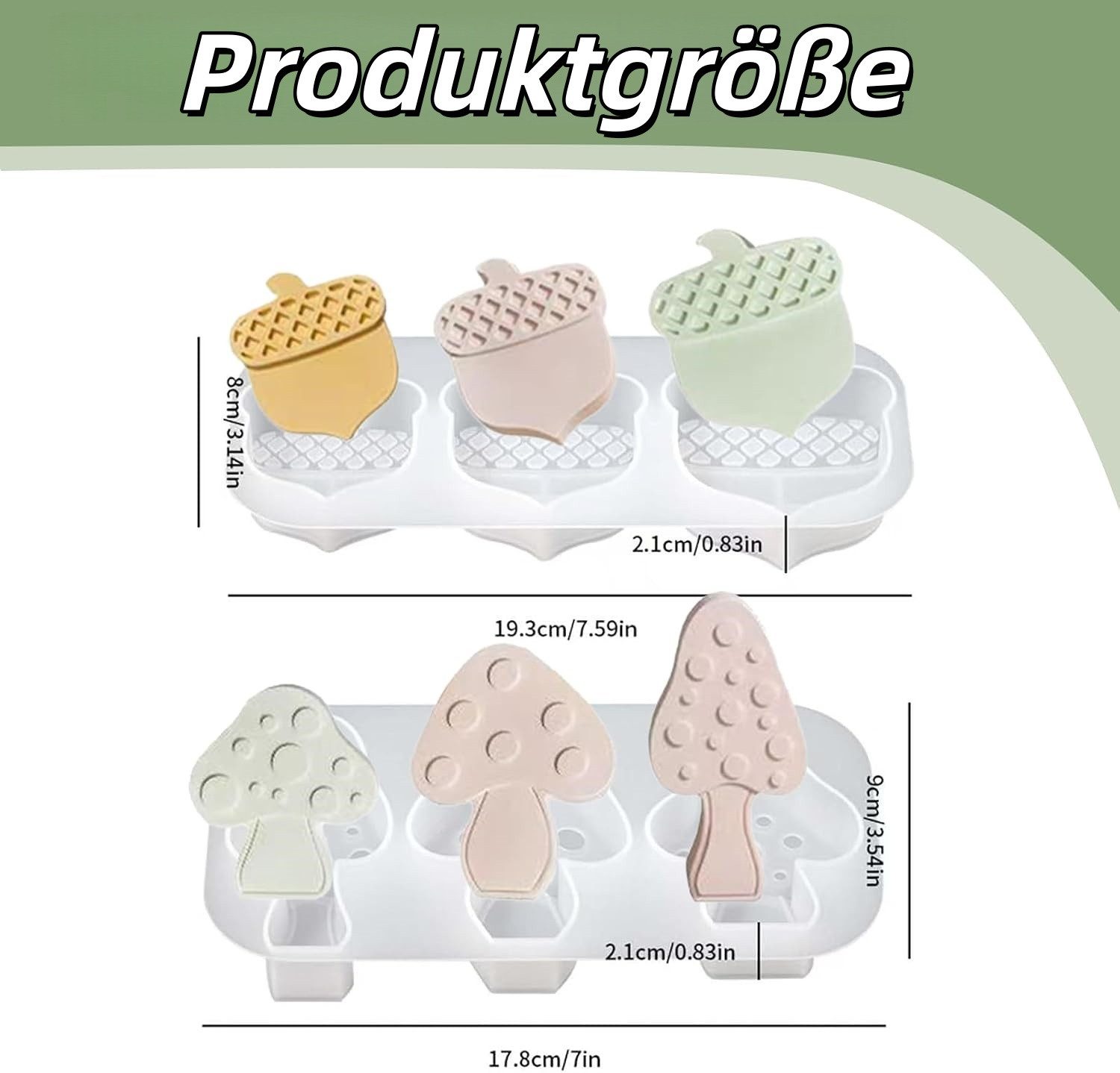 Agger Silikonform 6 Stück Silikonformen Gießformen Herbst, Silikonform Pilz und Eichel, (Kerzen Formen Silikon Herbst Halloween Silikonform Pilze 6-tlg), für Die Herstellung Von Gips und Kerzen