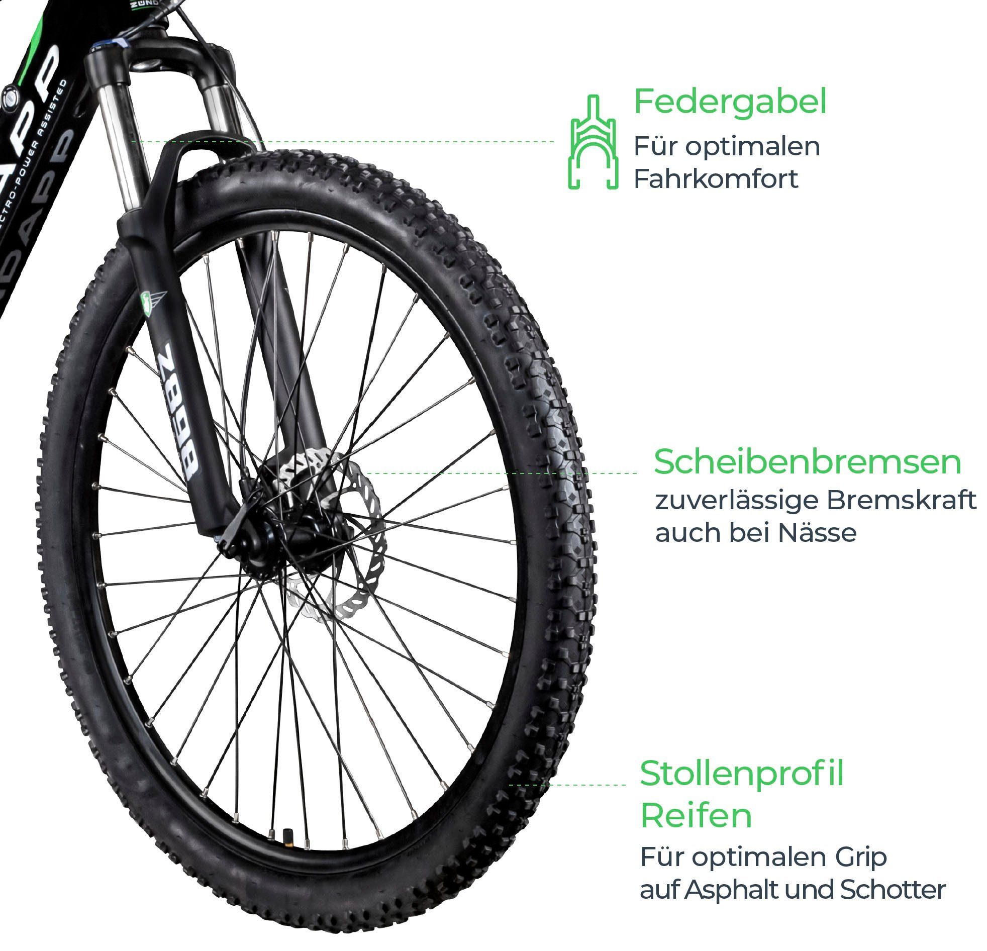 Wh Gang, 504 Akku Zündapp E-Bike Kettenschaltung, Heckmotor, 24 Z898,