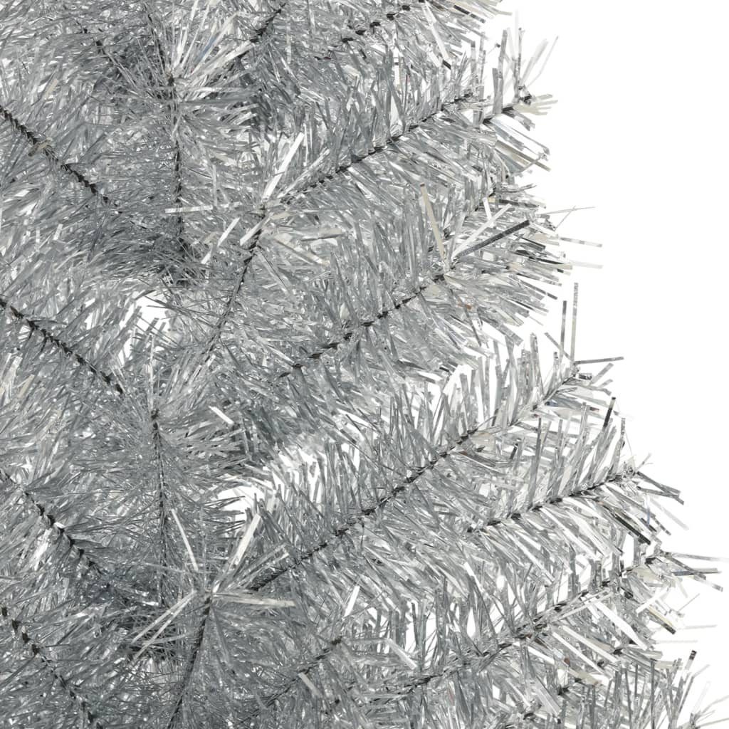 Künstlicher 120 cm PET vidaXL mit Silber Künstlicher Ständer Weihnachtsbaum Halb-Weihnachtsbaum