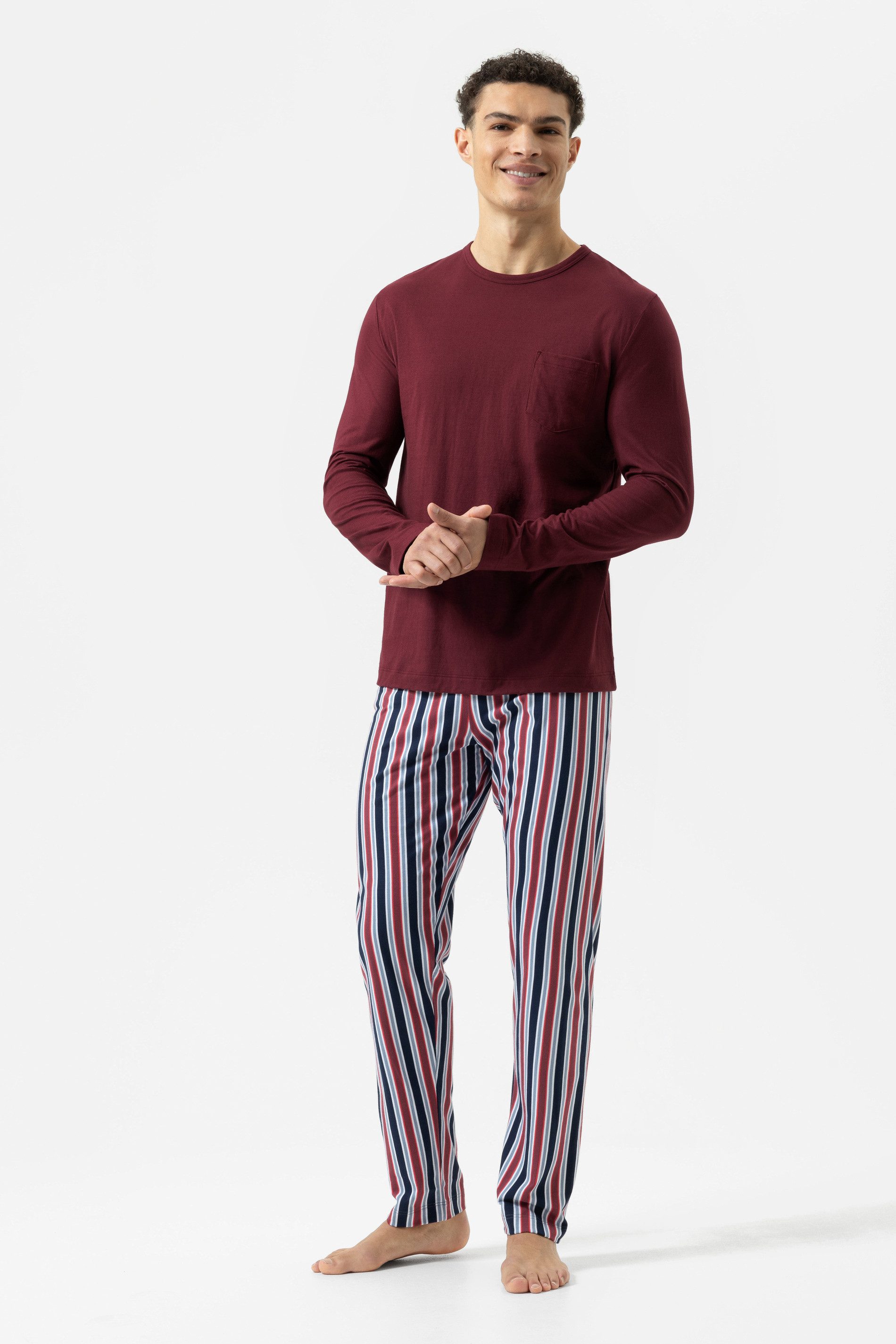 Mey Schlafanzug Serie Red'n Blue Stripes Gestreift (2 tlg) Reine Baumwolle, günstig online kaufen