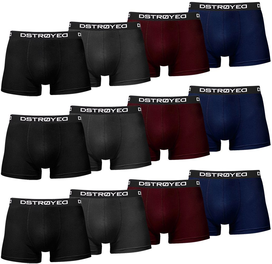 DSTROYED Boxershorts Herren Männer Unterhosen Baumwolle Premium Qualität perfekte Passform (Spar-Pack, 12er Pack) S - 7XL