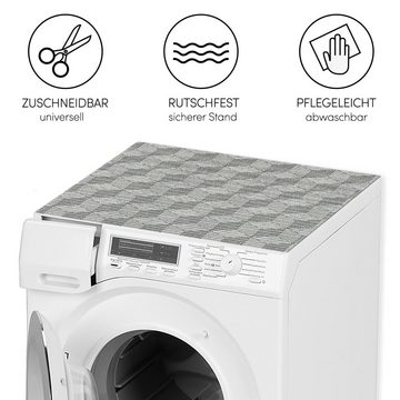 matches21 HOME & HOBBY Antirutschmatte Waschmaschinenauflage rutschfest 3D Würfel grau 65 x 60 cm, Waschmaschinenabdeckung als Abdeckung für Waschmaschine und Trockner