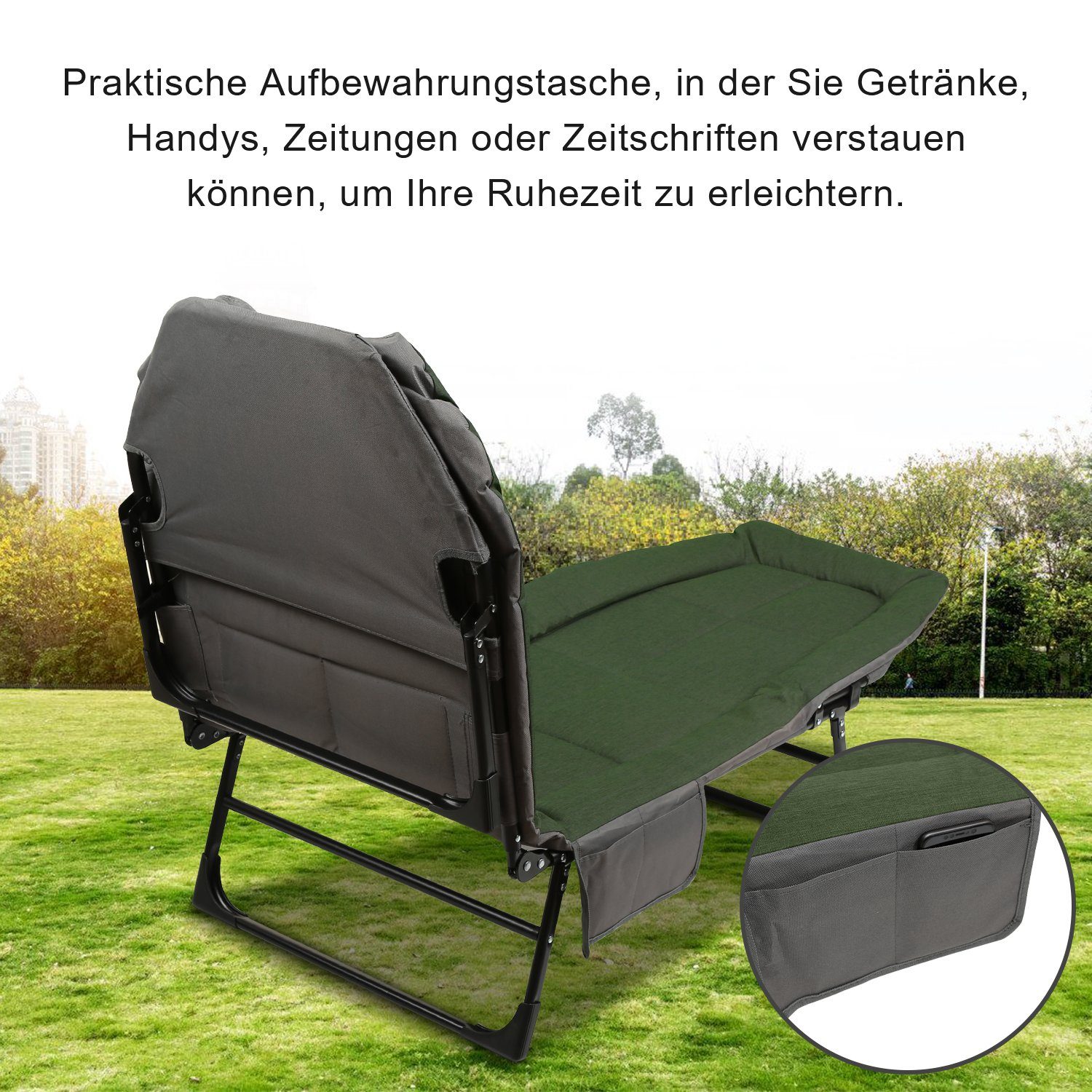 Clanmacy Angelliege Karpfenliege campingliege klappbar gepolstert 6 Beine (1-St)