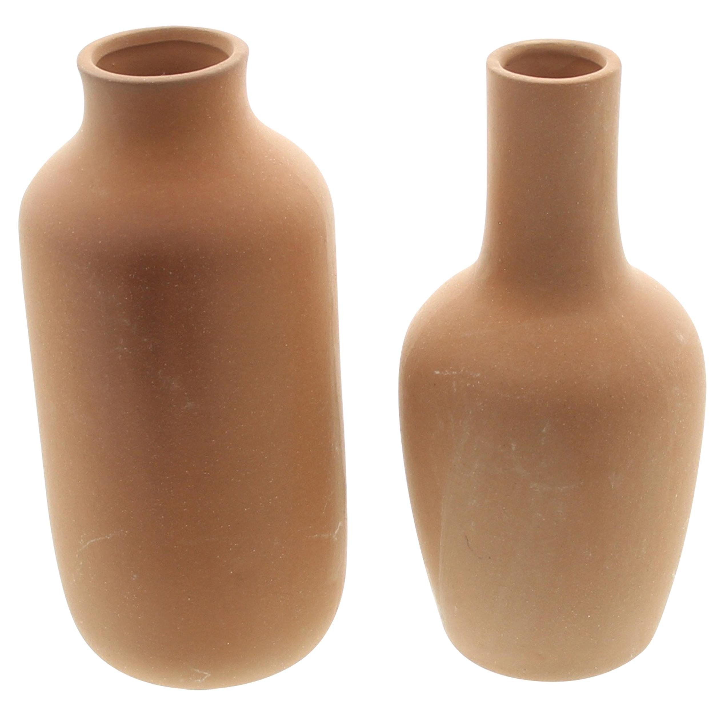 Dekovase 2x Vase Flasche Terracotta – Blumenvase, Dekovase