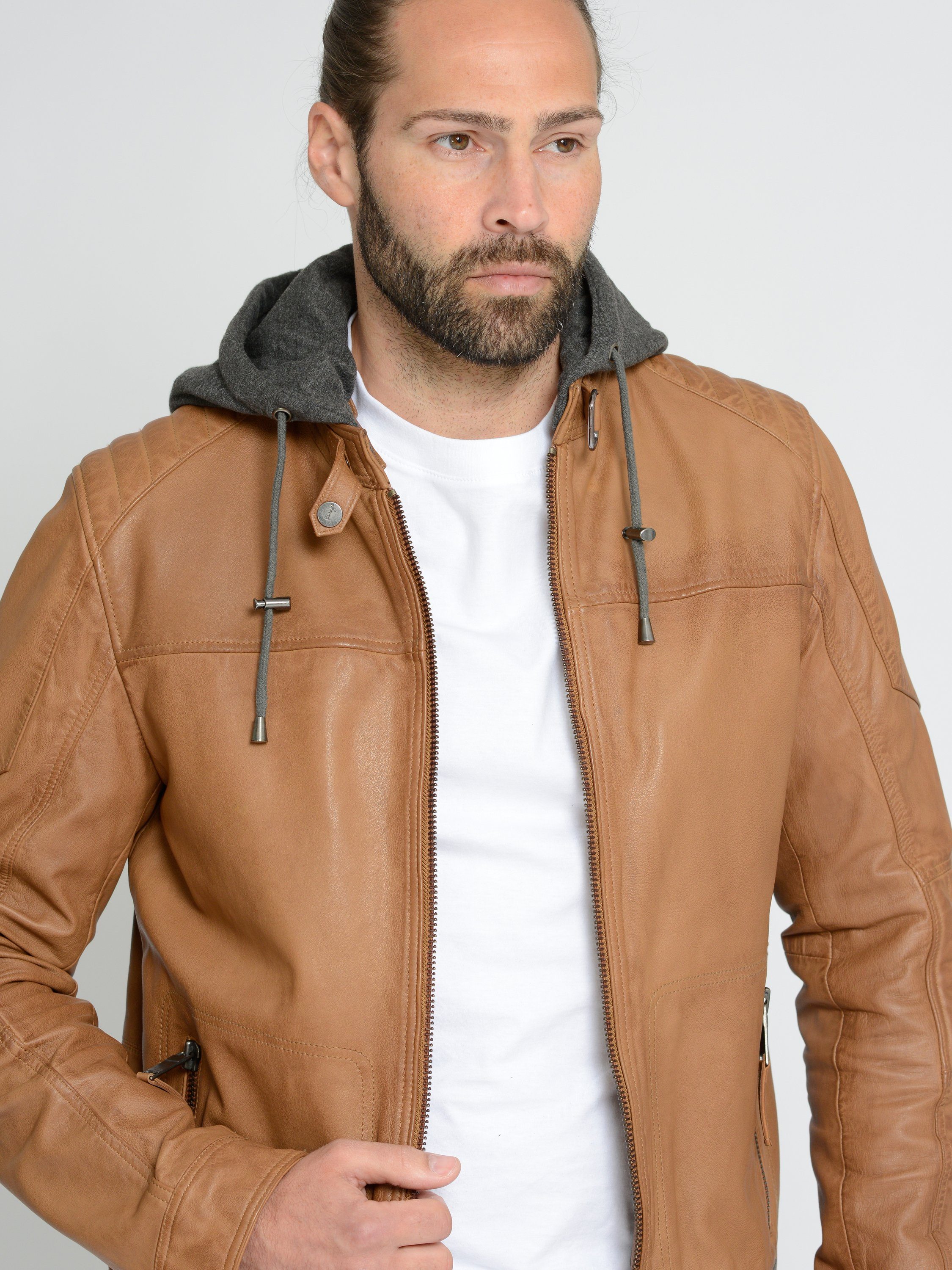 42021309 Lederjacke Maze cognac